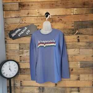 Aeropostale Women's Blue Cotton Blend Graphic long sleeve shirt Size Small